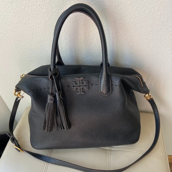 Tory Burch SLOUCHY McGraw 2way All Leather Tote Bag Shoulder Black
